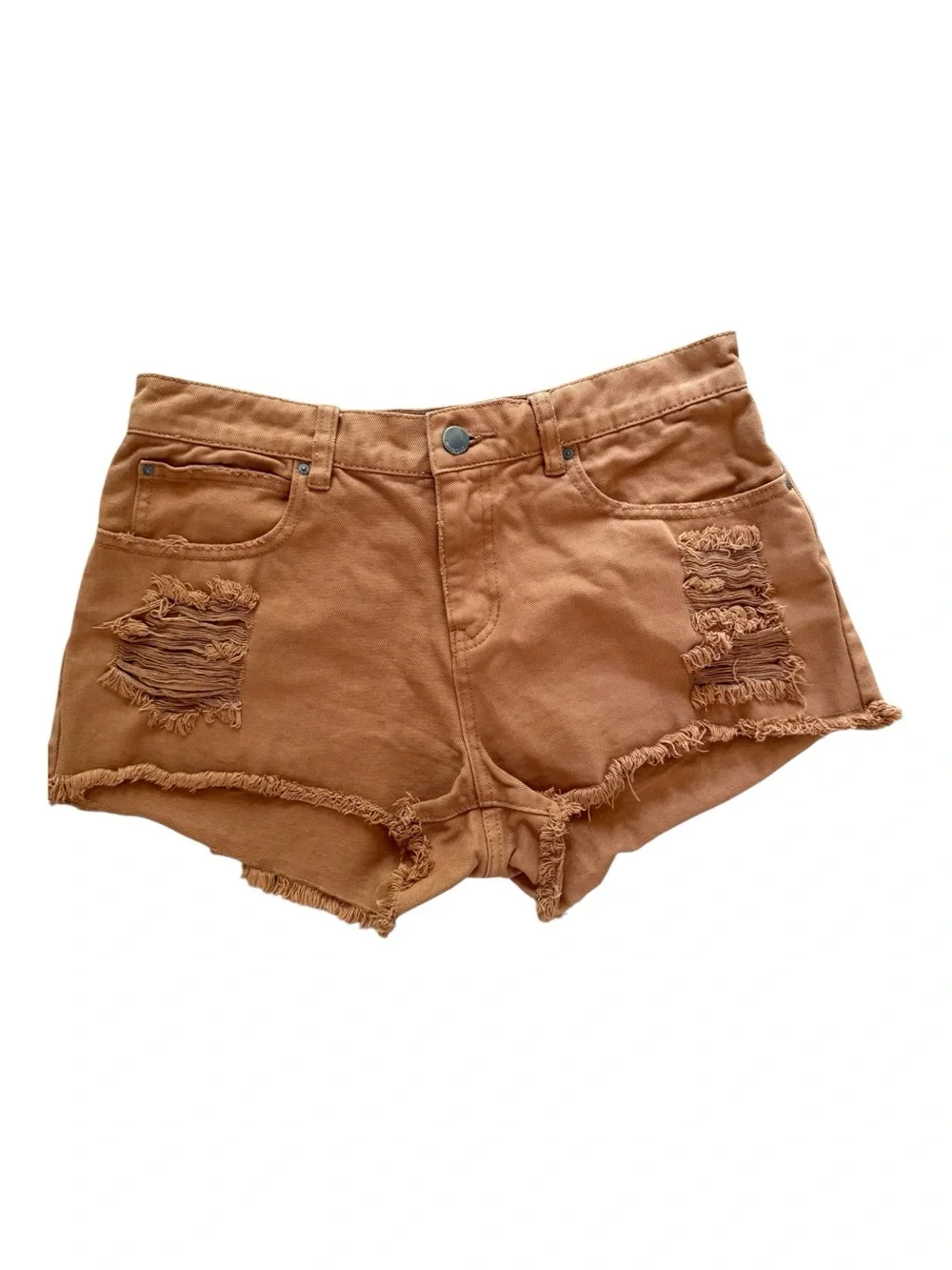 Billabong High Rise Women's Rust Tan Distressed Denim Shorts
